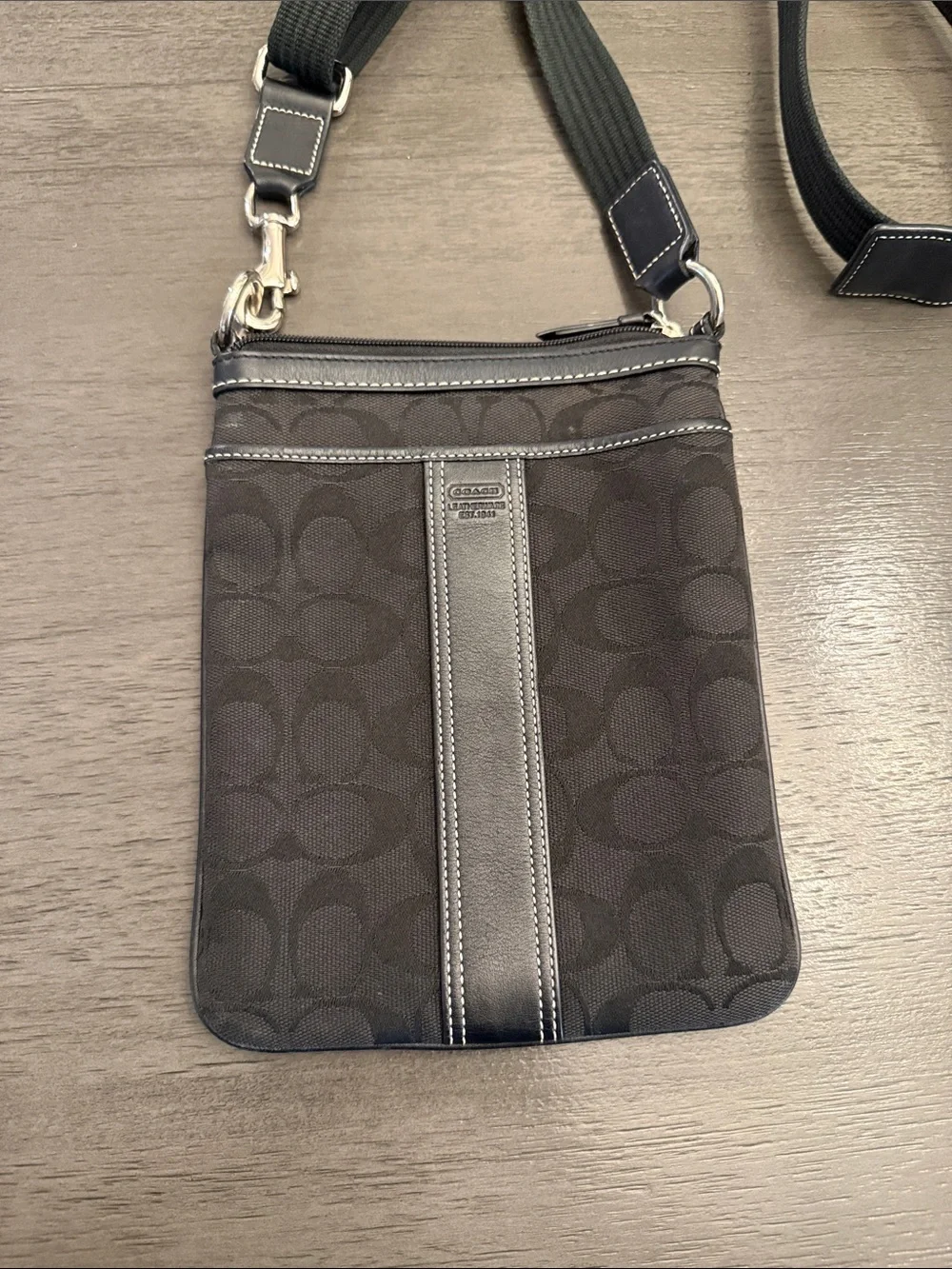 Coach Black Signature Jacquard Small Messenger Crossbody Bag